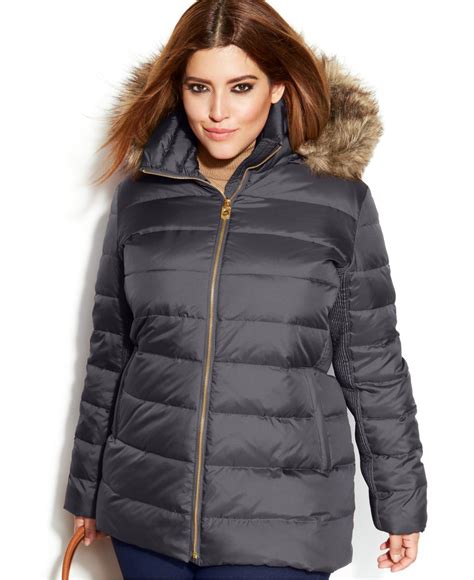 michael kors down coat with faux fur trimmed hood|Michael Kors Fur Trim Hooded Down Coat .